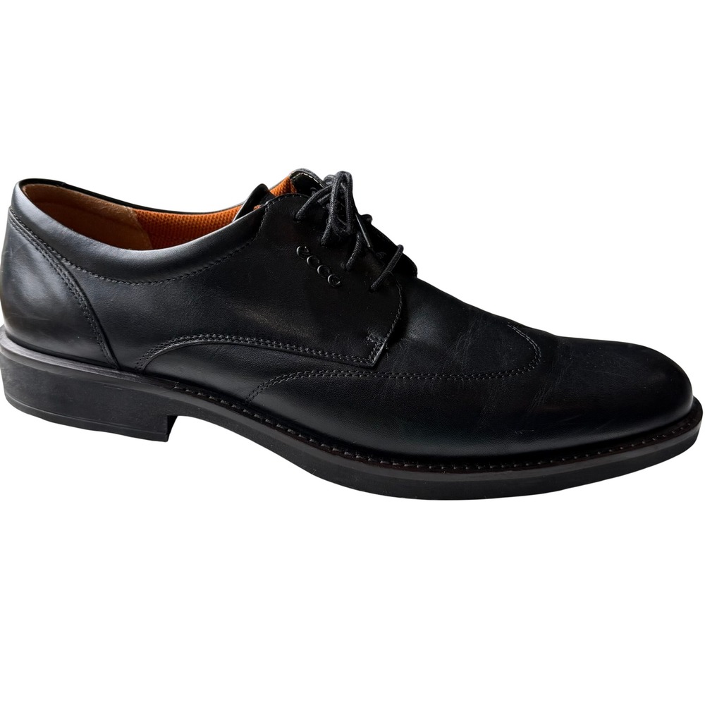 ECCO Mens Black Leather Wingtip Oxford Dress Shoes 460630 Size 46